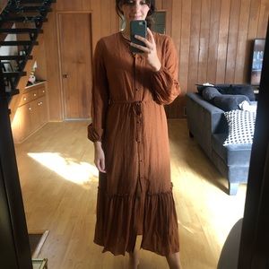 Copper maxi dress with black dots